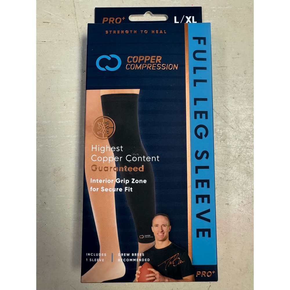 Copper Compression Pro+ Full Leg Sleeve Black L/XL‎ CCFLWMBS4 Drew Brees Unisex